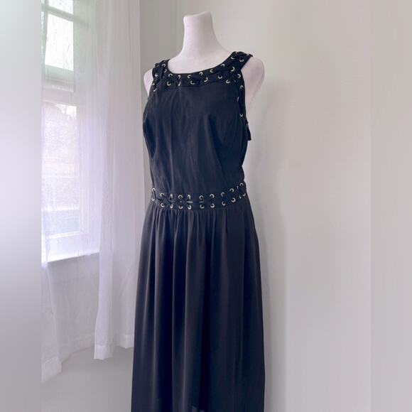 City Chic Black Cutout Back Sleeveless Maxi Dress w/ Gold Grommet Detail - Picture 1 of 9
